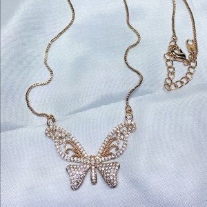 Gold diamond butterfly necklace